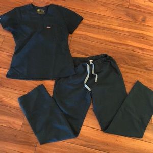 Figs Scrub Top - XS- Caribbean blue